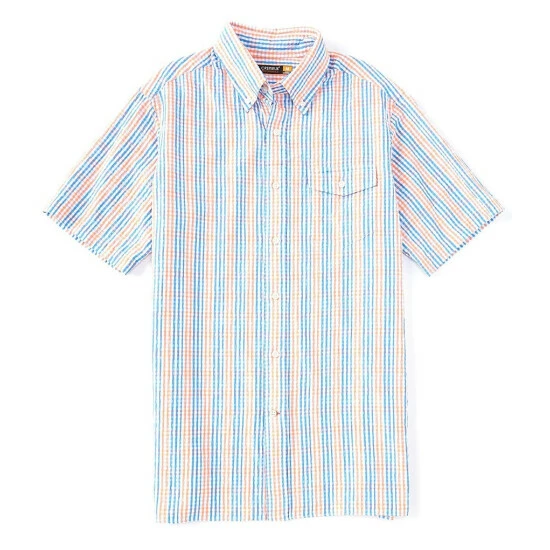 Outlet ๐ Cremieux Woven Seersucker Plaid Performance Stretch Short-Sleeve ๐ Shirt Bright Coral ๐ 3 Outlet ๐ Cremieux Woven Seersucker Plaid Performance Stretch Short-Sleeve ๐ Shirt Bright Coral ๐