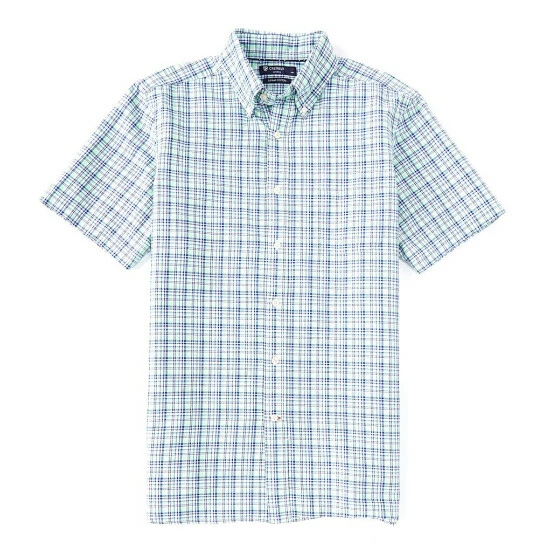 New 🌟 Cremieux Plaid Oxford Green Short-Sleeve Woven 👚 Shirt Bright Aqua 🤩 3 New 🌟 Cremieux Plaid Oxford Green Short-Sleeve Woven 👚 Shirt Bright Aqua 🤩