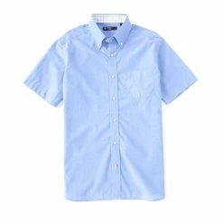Cheapest 🛒 Cremieux Solid Cotton Linen Short-Sleeve Woven 👕 Shirt Blue 👍