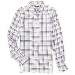 Flash Sale 🎉 Cremieux Check Linen Long-Sleeve Woven 👕 Shirt Lucent White 🥰