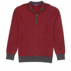 Best Sale 😉 Cremieux Herringbone Wool Quarter-Zip Sweater Charcoal Heather 💯