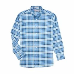 Wholesale โค๏ธ Cremieux Heather Plaid Oxford Peacoat Blue Long-Sleeve Woven ๐ Shirt Blue Heather ๐