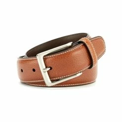 Hot Sale 🎁 Cremieux Pebble Contrast Stitch Belt Brown 🛒