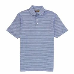 Buy ✔️ Cremieux Stripe Performance Stretch Short-Sleeve Polo 👕 Shirt Light Blue 🛒