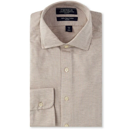 New 𧨠Cremieux Non-Iron Slim Fit Spread Collar Stripe Dobby Knit π Dress π Shirt Tan/white βοΈ 3 New 𧨠Cremieux Non-Iron Slim Fit Spread Collar Stripe Dobby Knit π Dress π Shirt Tan/white βοΈ