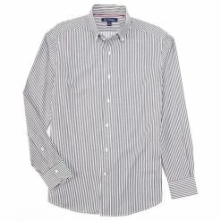 Promo ๐งจ Cremieux Stripe Long-Sleeve Woven ๐ Shirt Black 98c โจ