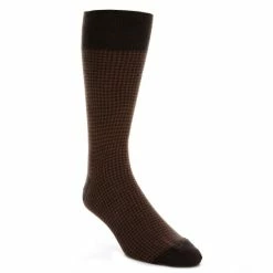 New ⌛ Cremieux Houndstooth Calf Length 🧦 Socks Brown 😀