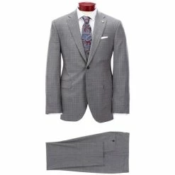 Best Sale ✔️ Cremieux Modern Fit Micro Plaid Grey Wool Suit 👏