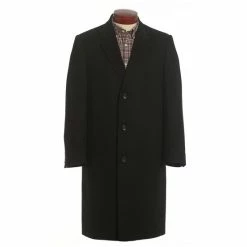 Deals 🌟 Cremieux Solid Black Wool Cashmere Full-Length Topcoat 😍