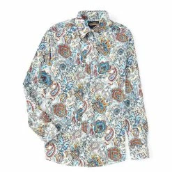 Cheapest 👏 Cremieux 👖 Jeans Cream Paisley Stretch Long-Sleeve Woven 👚 Shirt 😉