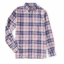 Cheap 🌟 Daniel Cremieux Signature Non-Iron Plaid Long-Sleeve Woven 👚 Shirt Burgundy 🎉
