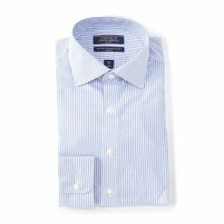 Best Pirce ๐ฏ Cremieux Slim Fit Bengal Stripe Stretch Basket Weave Spread Collar ๐ Dress ๐ Shirt Blue/white ๐ฏ