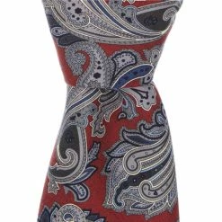 Cheap ❤️ Cremieux Baroque Paisley Traditional 3 1/4#double; Silk Tie Burgundy ❤️