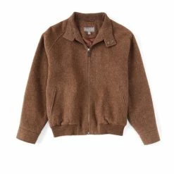 Best Pirce ✔️ Daniel Cremieux Signature Alpaca-Blend Harrington Jacket Dark Brown ⭐