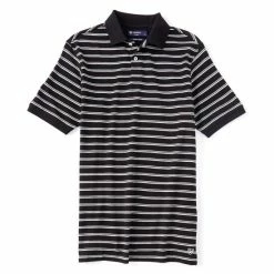 Coupon 👍 Cremieux Stripe Short-Sleeve Interlock Polo 👕 Shirt Black 🤩